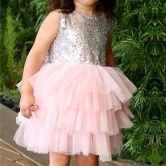 Frozen Wonderland Snowflakes Girl Outfit Clothes Dress New Year Sequin Tulle - Picture 2 of 9